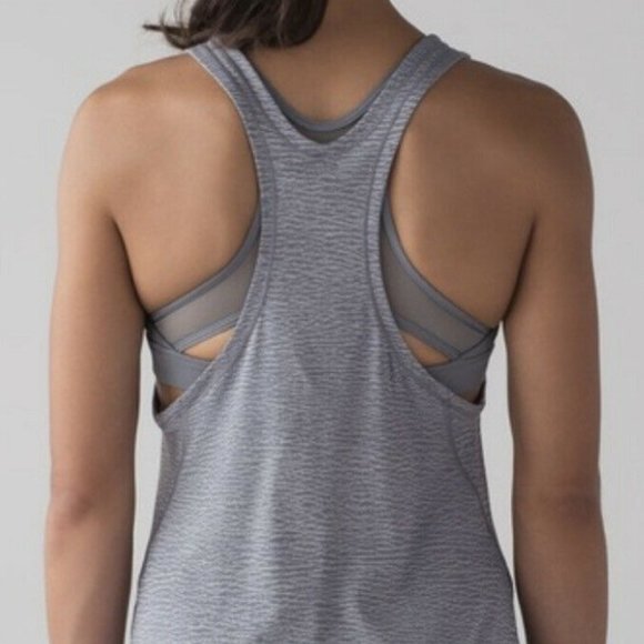lululemon athletica Tops - Lululemon Racerback Tank Top sz 4 Gray Glide And Stride Built In Bra